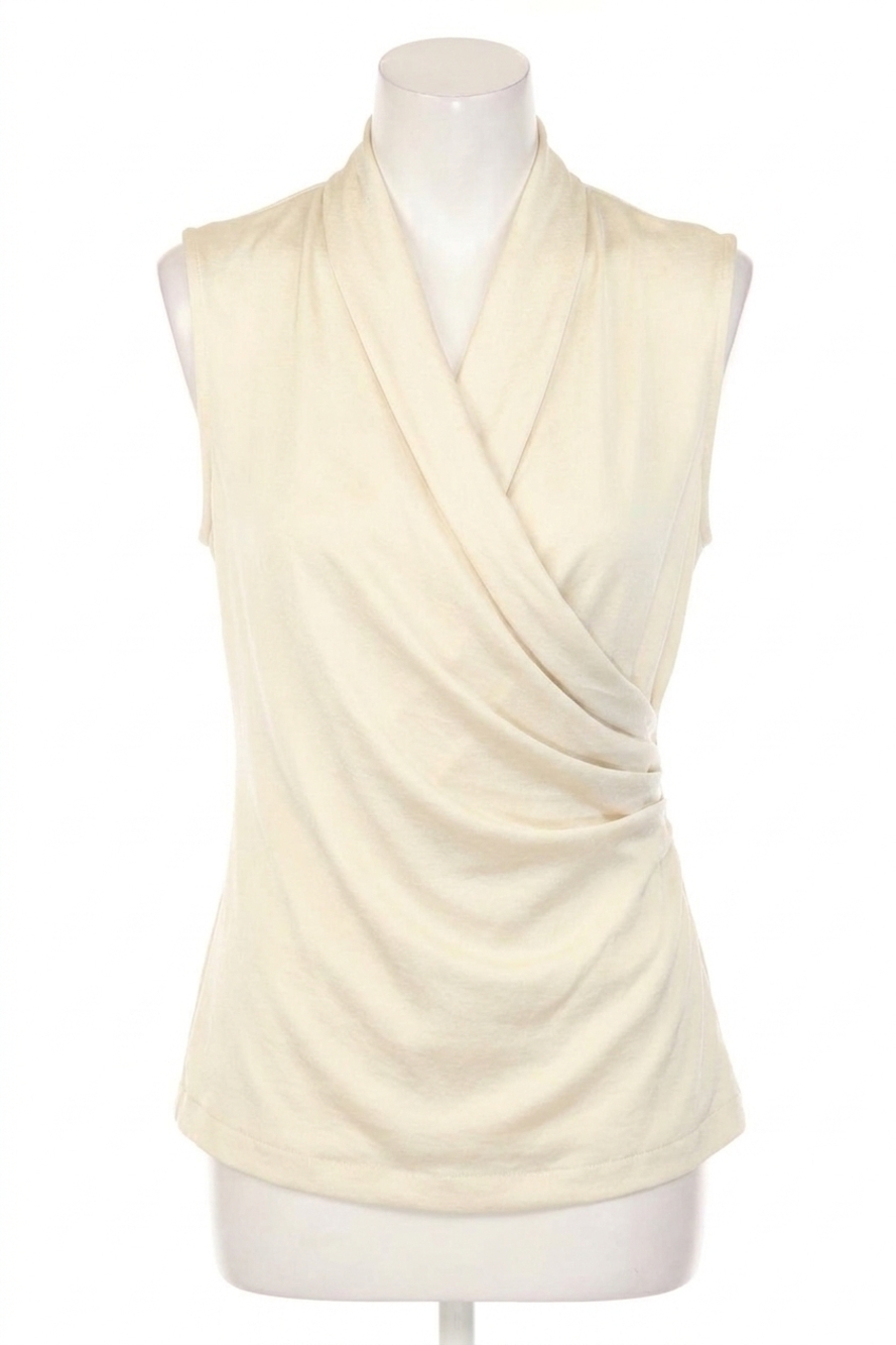 NEW JOSEPH RIBKOFF wrap neck sleeveless top in birch